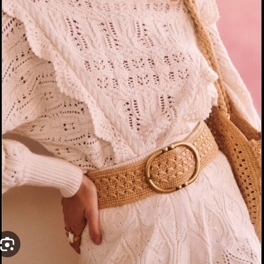 Sezane Fetiche raffia natural belt 80